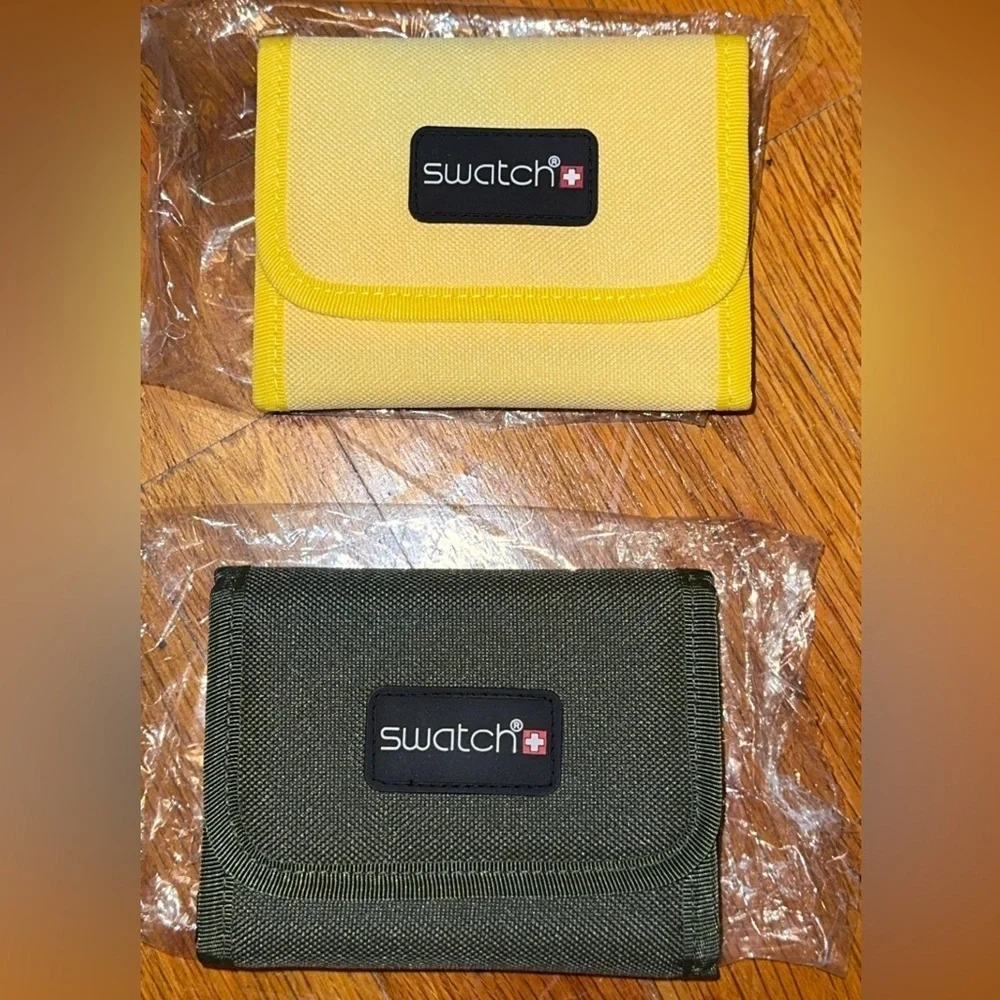 NWT Swatch brand wallet/billfold coin purse available in green or yellow unisex